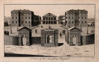 The Foundling Hospital, Holborn, London: a bird's-eye view of the courtyard