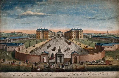 The Foundling Hospital, Holborn, London: a bird's-eye view of the courtyard
