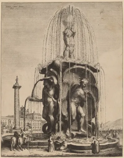 The Fountain and the Column of Trajan in Rome