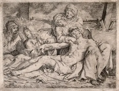 The four holy women lament over the dead Christ