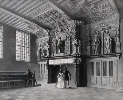 The Franc (Liberty, castellany) of Bruges: a sculpted fireplace in the magistrates' assembly hall of the castle (Landhuis)