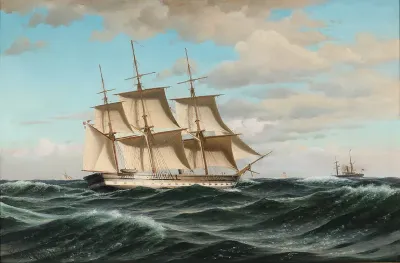 The Frigate "Jylland" at Sea.