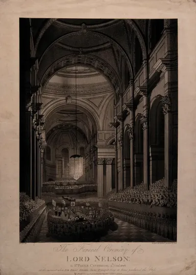 The funeral ceremony for Lord Nelson in Saint Paul's Cathedral in 1806