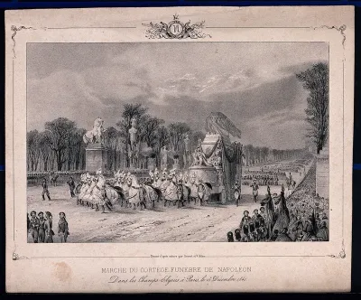 The funeral cortège of the remains of Napoleon Bonaparte in Paris in 1840
