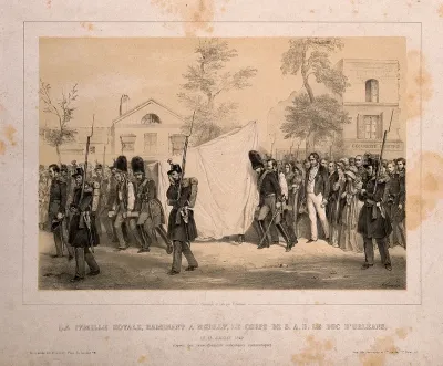 The funeral of the Duc d'Orleans at Paris