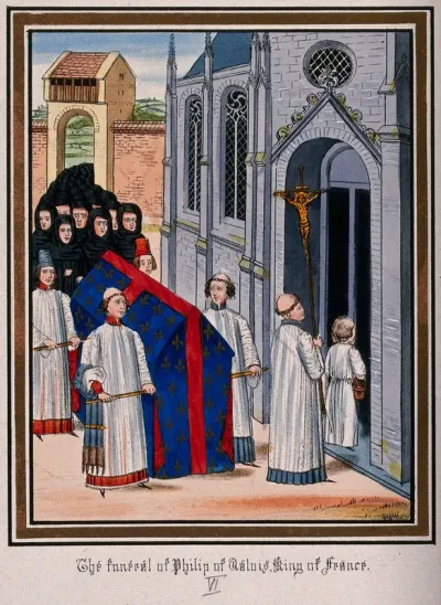 The funeral procession of King Philip of Valois, King of France, in 1350