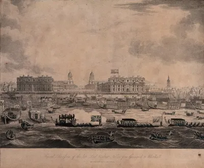 The funeral procession of Lord Nelson from Greenwich to Whitehall in 1806