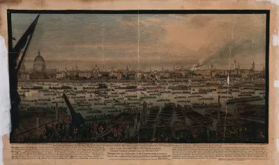 The funeral procession on the River Thames of Lord Nelson seen from Bankside