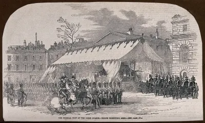 The funeral tent of the Duke of Wellington at the Horse Guards in London in 1852