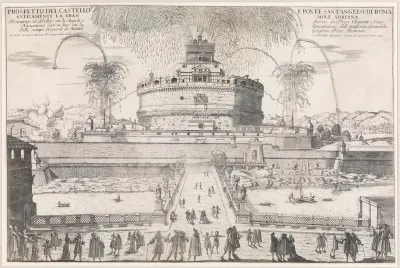 The Girandola at the Castel Sant'Angelo, Rome, 1692