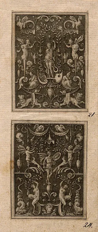 The god Apollo holding his bow and an arrow