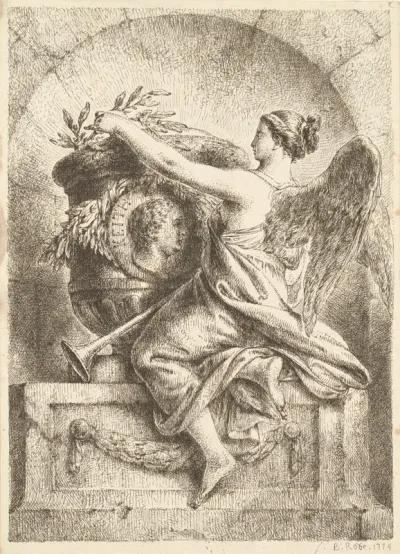 The Goddess of Fame Placing a Laurel Wreath on the Memorial to General Keith