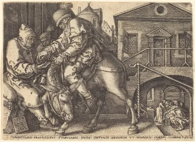 The Good Samaritan Paying for the Lodgings  of the Traveler
