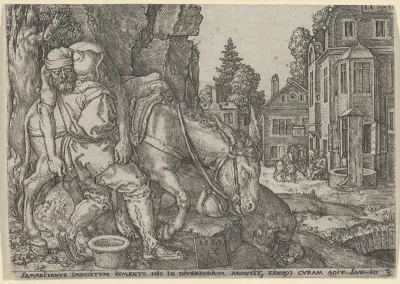 The Good Samaritan Putting the Traveller on His Donkey, from "The Parable of the Good Samaritan"