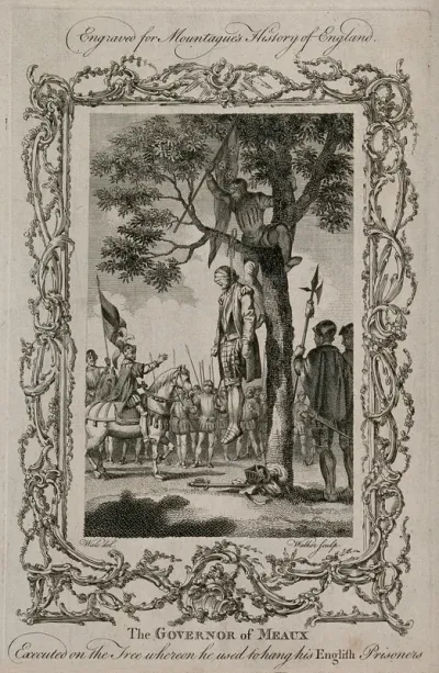 The governor of Meaux hanged on a tree in full armour