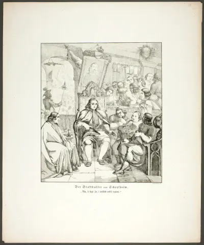 The Governor of Schopfheim (Der Statthalter von Schopfheim), plate eight from the series Poems in the Dialect of the Upper Rhine Region (Zehn Blätter Zu Hebels Alemannischen Gedichten)