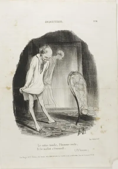 The Gown Falls, Man Remains, and the Legs are Shaking. (J.B. Rousseau), plate 10 from Coquetterie