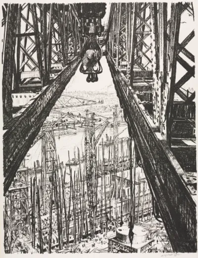 The Great War:  Britain's Efforts and Ideals; Building Ships:  A Shipyard Seen from a Big Crane