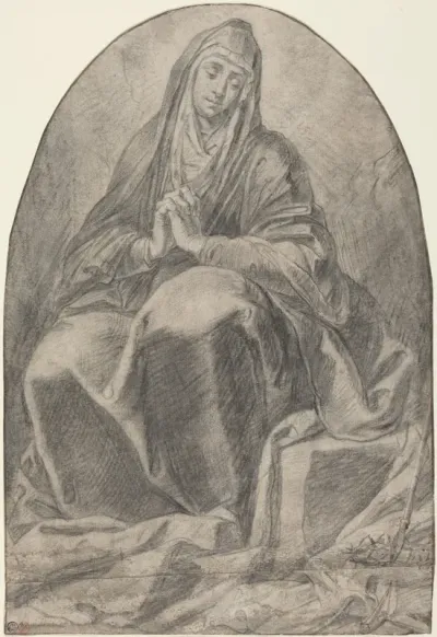 The Grieving Virgin Contemplating Instruments of the Passion