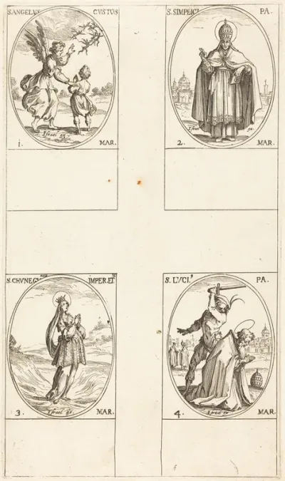 The Guardian Angel; St. Simplici; St. Cunegundes; St. Luci