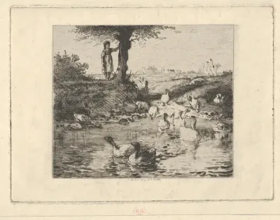 The Guardian of the Geese, after Millet