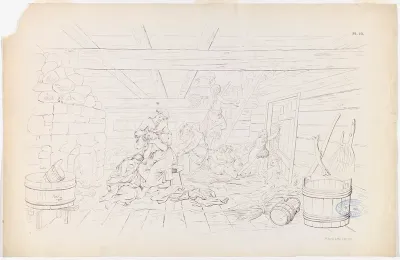 The Hare Brings Word of Aino’s Death to the Sauna, illustration for rune 4 of the Kalevala