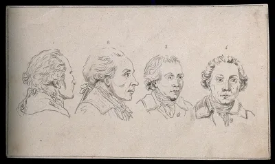 The head of a man from four different angles
