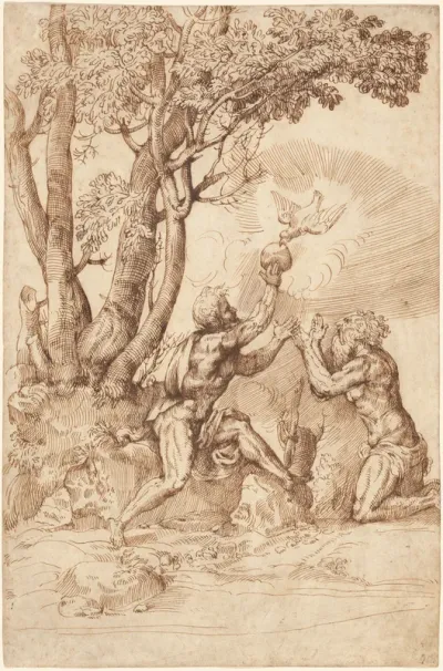 The Hermit Saints Paul and Anthony Receiving Bread from a Dove