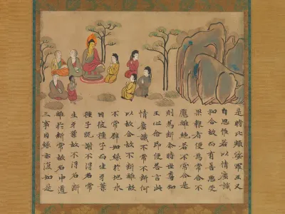 “The Historical Buddha Preaching,” a section from The Illustrated Sutra of Past and Present Karma (Kako genzai inga kyō emaki)