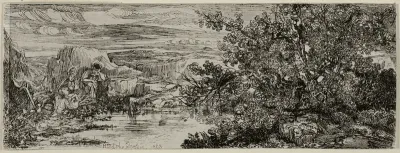 The Holy Family beside a Pool
