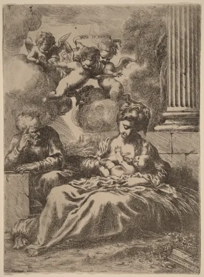The Holy Family by a Column