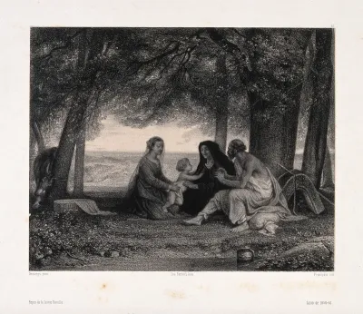 The holy family, including Anne, mother of Mary, at rest