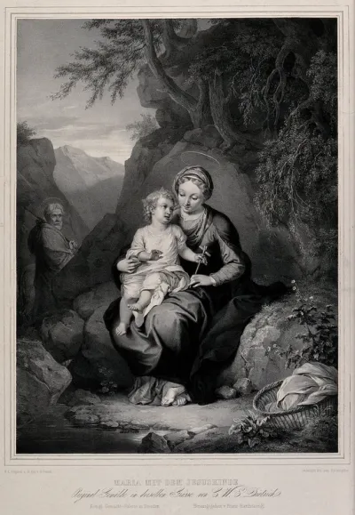 The Holy Family resting on the flight into Egypt