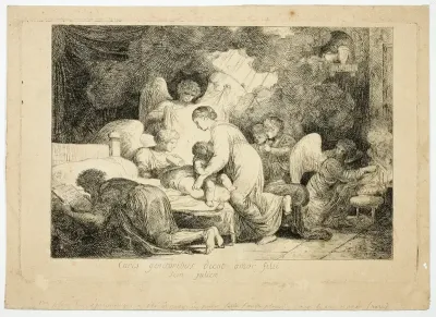The Holy Family Served by Angels