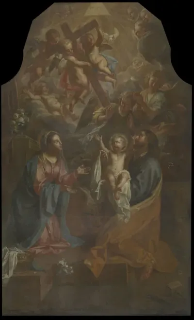 The Holy Family with a vision of the Arma Christi