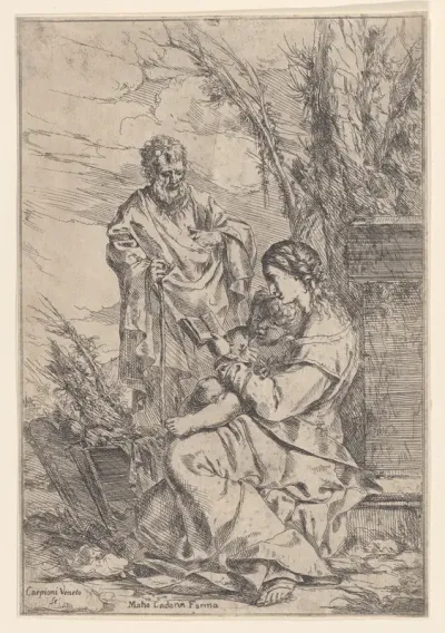 The Holy Family with the Virgin reading a book