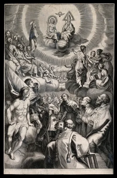 The Holy Trinity with saints