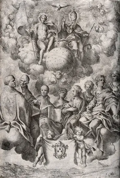 The Holy Trinity with saints