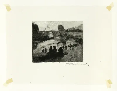 The Horse Pond at the Pont Marie, plate ten from Le Long de la Seine et des Boulevards