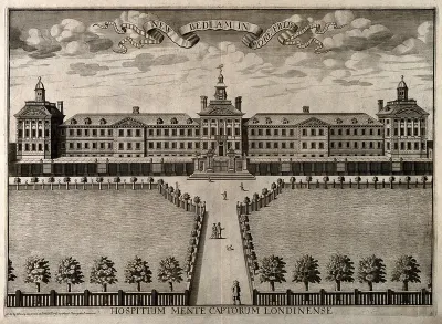 The Hospital of Bethlem [Bedlam] at Moorfields: the entrance facade