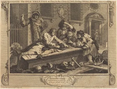 The Idle 'Prentice at Play in the Church Yard, during Divine Service