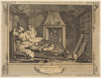 The Idle 'Prentice return'd from Sea & in a Garret with a common Prostitute