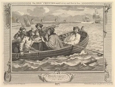 The Idle 'Prentice Turned Away and Sent to Sea: Industry and Idleness, plate 5