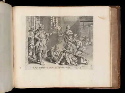 The Imprisoned Servant, from The Parable of the Unmerciful Servant, bound in "Thesaurus Sacrarum historiarum Veteris et Novi Testamenti"