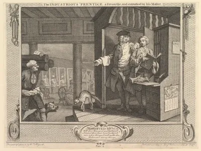 The Industrious 'Prentice a Favorite, and Entrusted by his Master: Industry and Idleness, plate 4