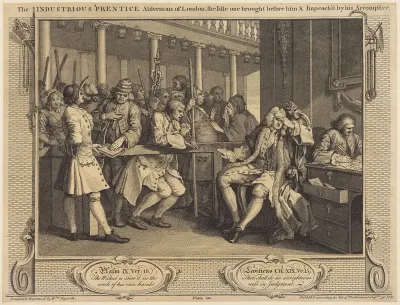 The Industrious 'Prentice Alderman of London,the Idle one brought before him & impea ch'd by his Accomplice