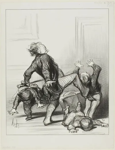 The Influence of the Peace Congress. “Oh you scoundrels, you are fighting again... you still don't know that man should live in peace and be master of himself,” plate 8 from Actualités