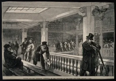 The Institut National des Sourds-Muets, Paris: interior showing voters for the National Assembly