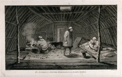 The interior of a winter dwelling in Kamchatka