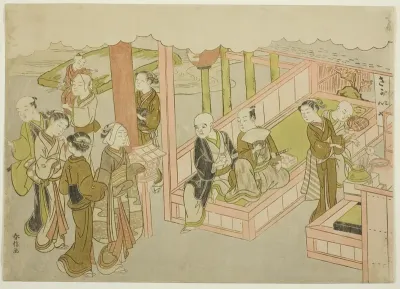 The Introduction (Miai), the first sheet from the series "Marriage in Brocade Prints, the Carriage of the Virtuous Woman (Konrei nishiki misao-guruma)"